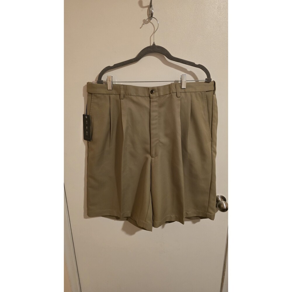 Haggar Golf Shorts Mens 40W Khaki Cool 18 Plain Front Shorts Tan Spring NWT